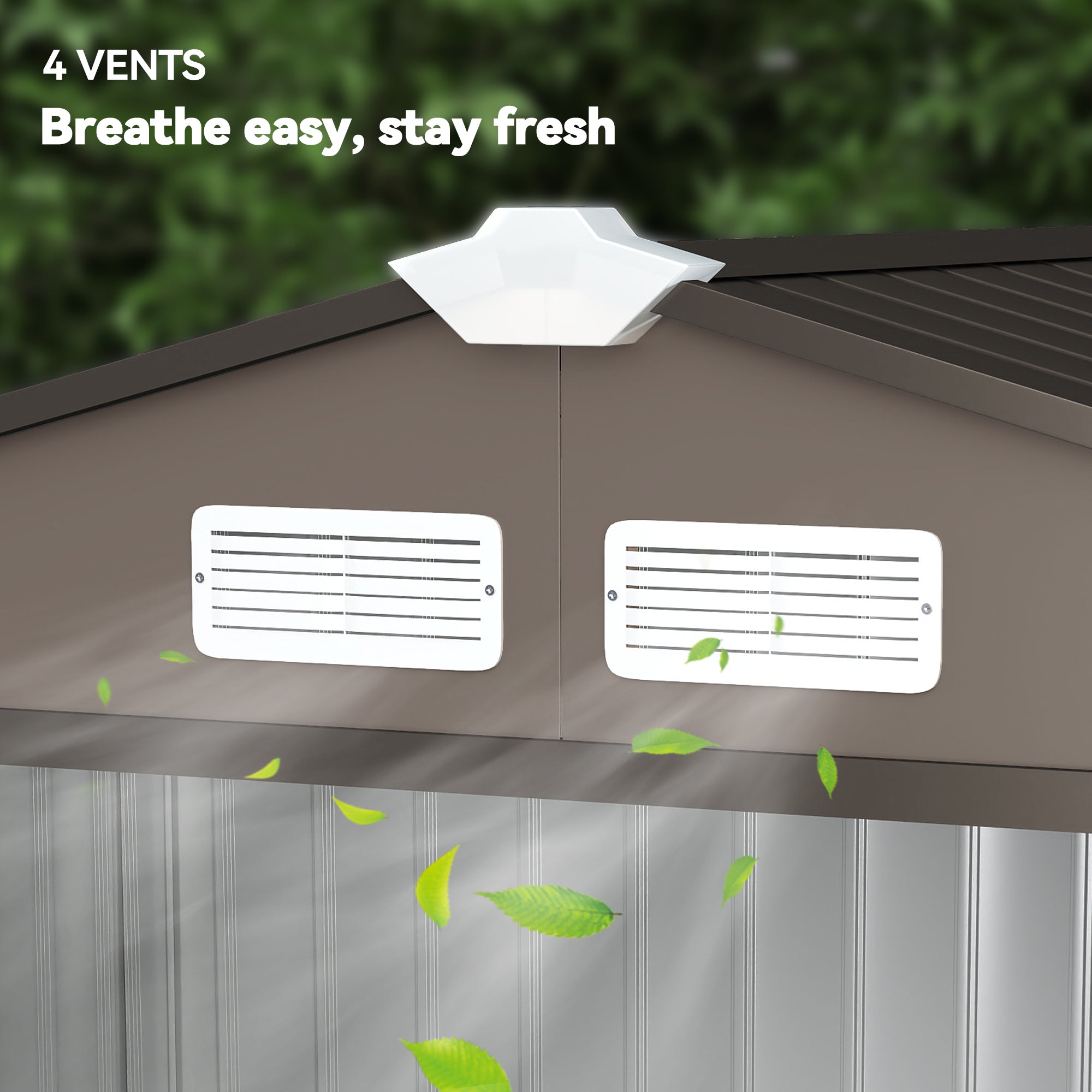 Outsunny 7 x 4ft Metal Garden Shed, Outdoor Storage Tool House with Ventilation Slots, Foundation Kit and Lockable Double Doors, Brown