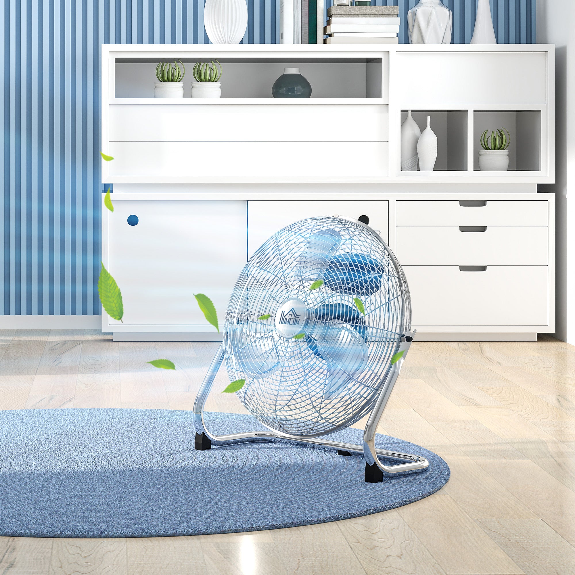 HOMCOM Metal Desk Fan with 3 Speeds & 120√Ç¬∞ Adjustable Tilt - Silver