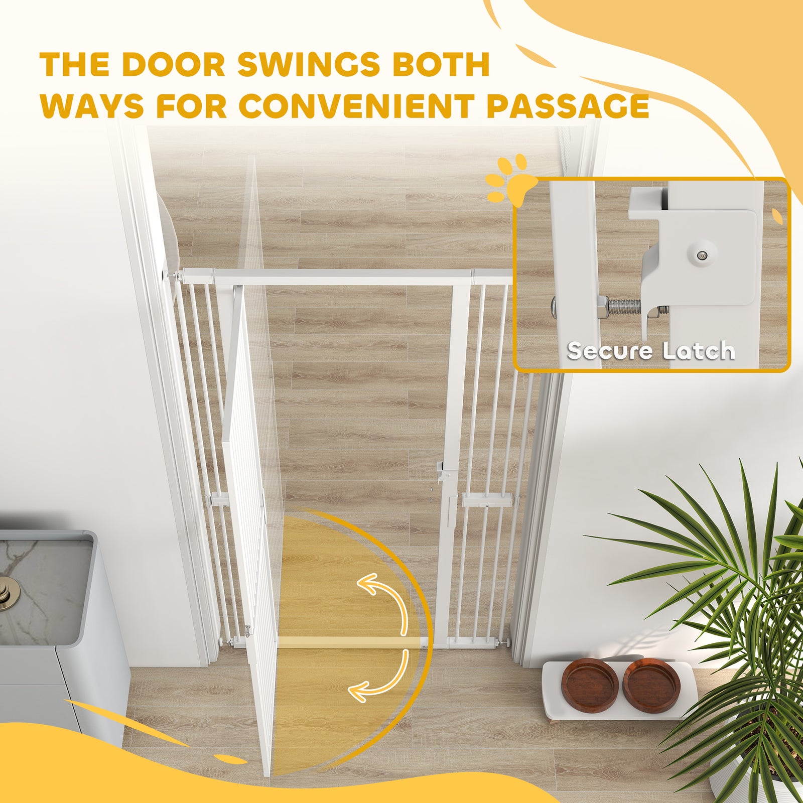 PawHut 180cm Extra Tall Pet Gate with 3.5 cm Narrow Gap, Pressure Mounted No Drilling Cat Gate for Doorways, 77-104cm Width