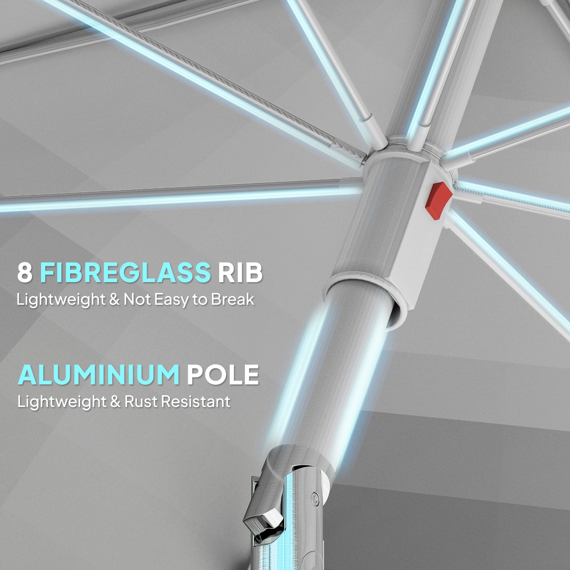 Outsunny Beach Umbrella Portable with Sand Anchor, Carry Bag, Adjustable Height & Tilt, UPF50+ UV Protection, Blue