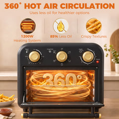 HOMCOM Air Fryer Toaster Oven, Convection Countertop Oven, with Adjustable Temperature and Timer, 12 L, Black
