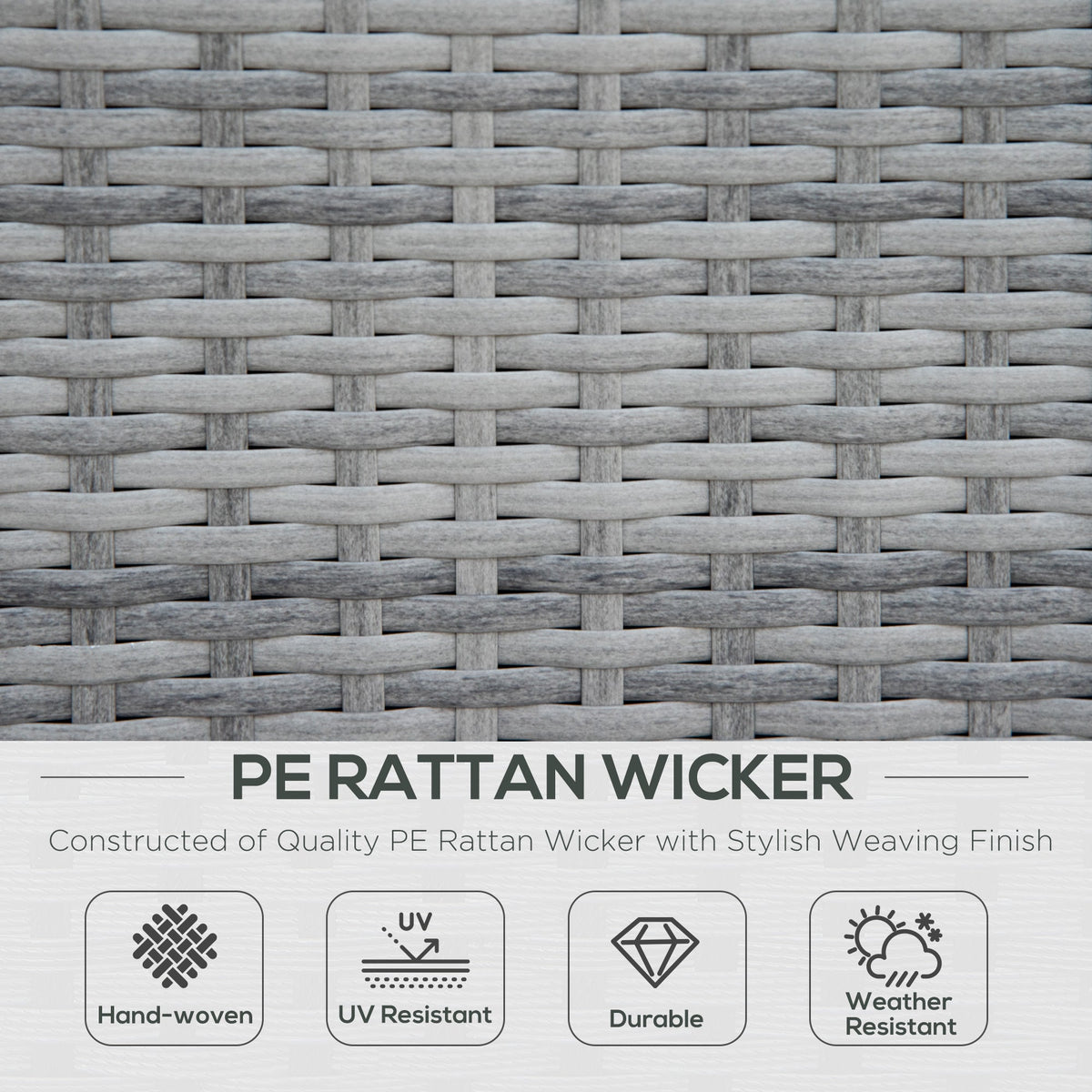 Outsunny Four-Piece Half-Square Rattan Sofa Set - Mixed Grey - product image 4