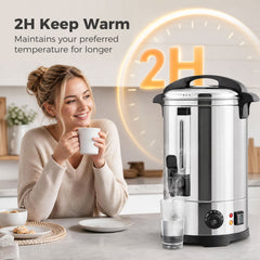 HOMCOM 6.5L Catering Urn, 1500W Stainless Steel Hot Water Boiler Dispenser with Thermostat, Keep Warm Function & Easy Pour Tap