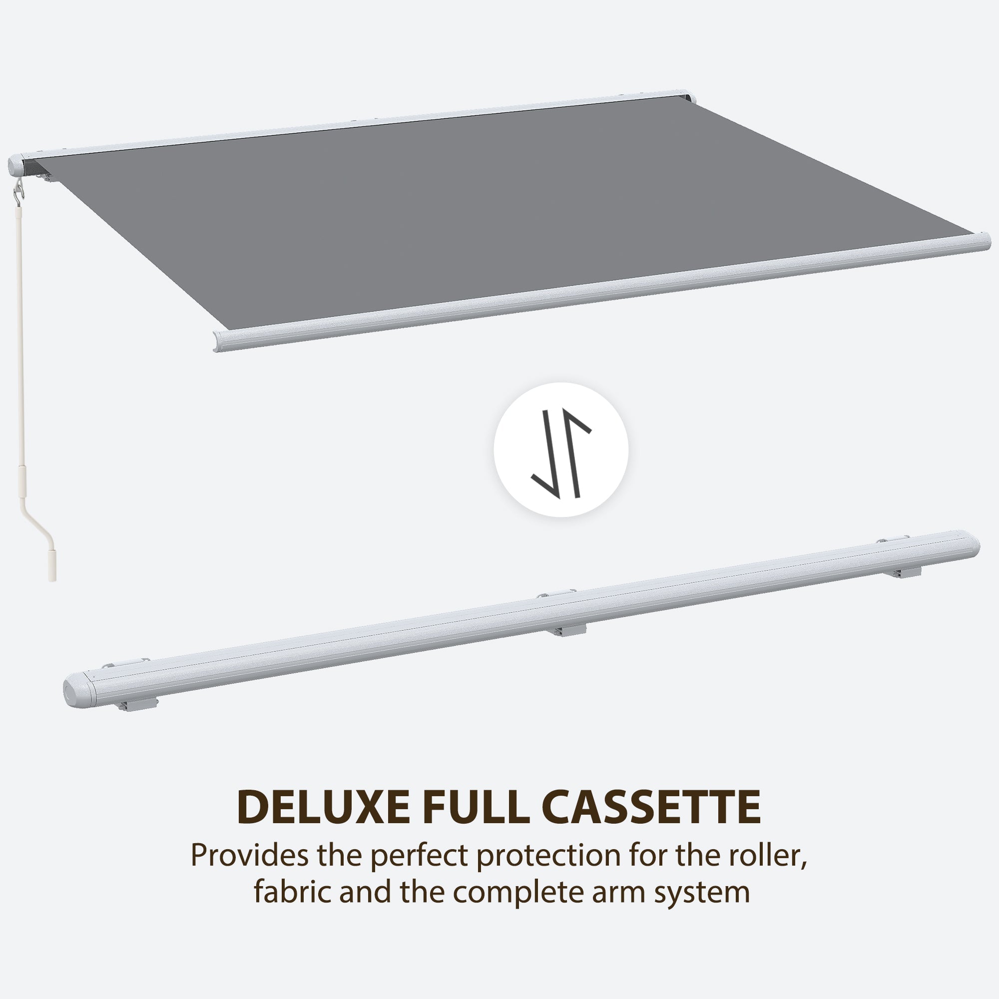 Outsunny 4x3m Full Cassette Electric/Manual Retractable Awning with Remote Controller, Sun Canopies for Patio Door Window with Remote Controller, Grey