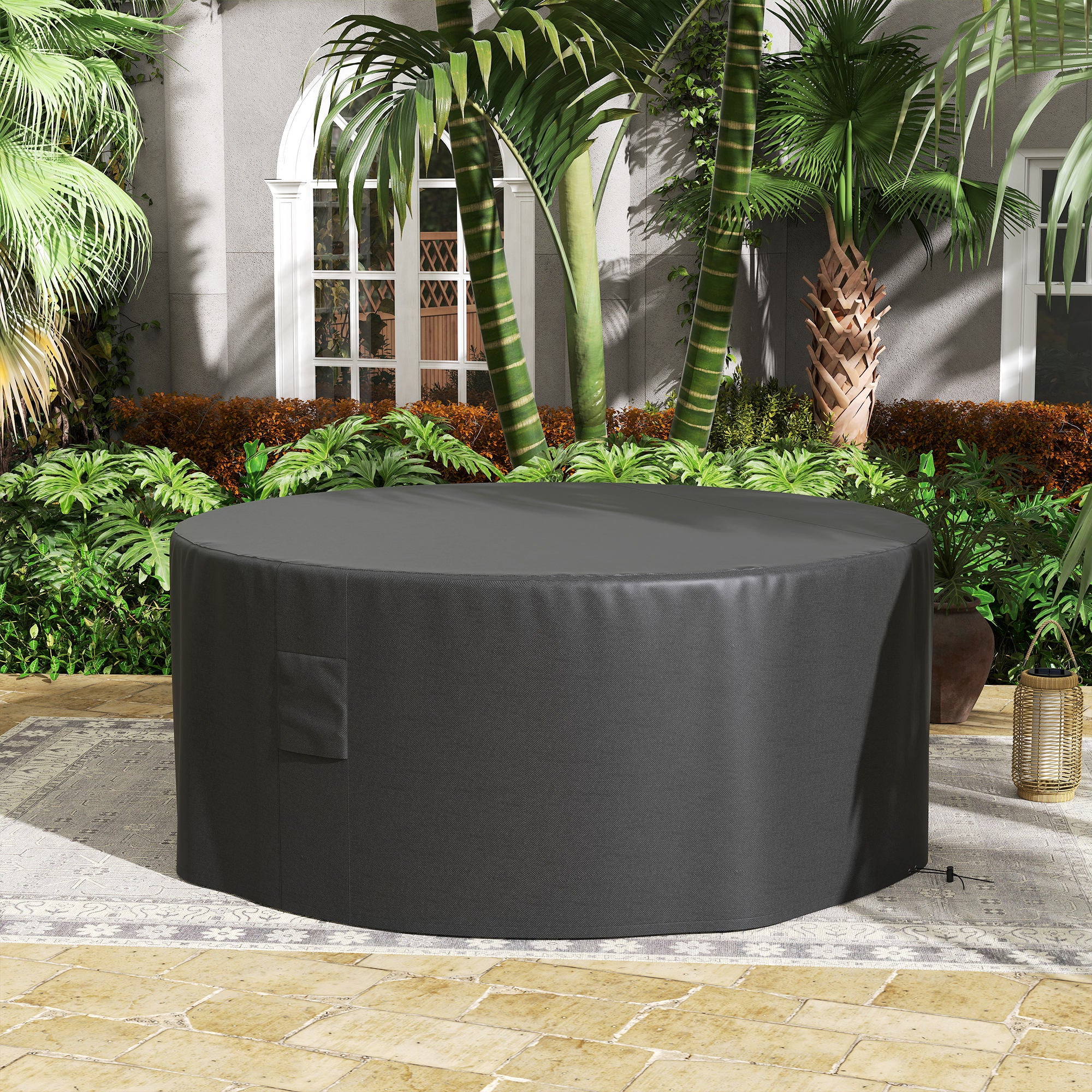 Outsunny Garden Patio Large Furniture Set Round Cover 600D Oxford Waterproof, √ê¬§193 x 80H cm, Black