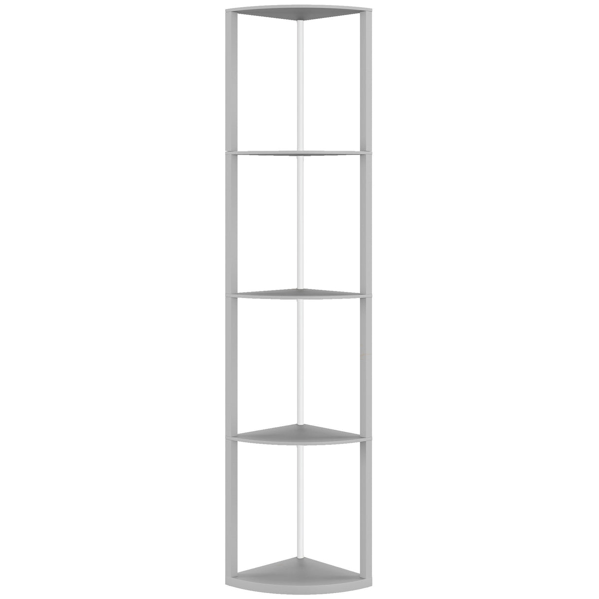 HOMCOM RGB LED Floor Lamp with Shelves, 5-Tier Dimmable Standing Lamp with Adjustable Brightness and Remote Control, Modern Corner Display Shelf Unit for Living Room Bedroom Office, Grey