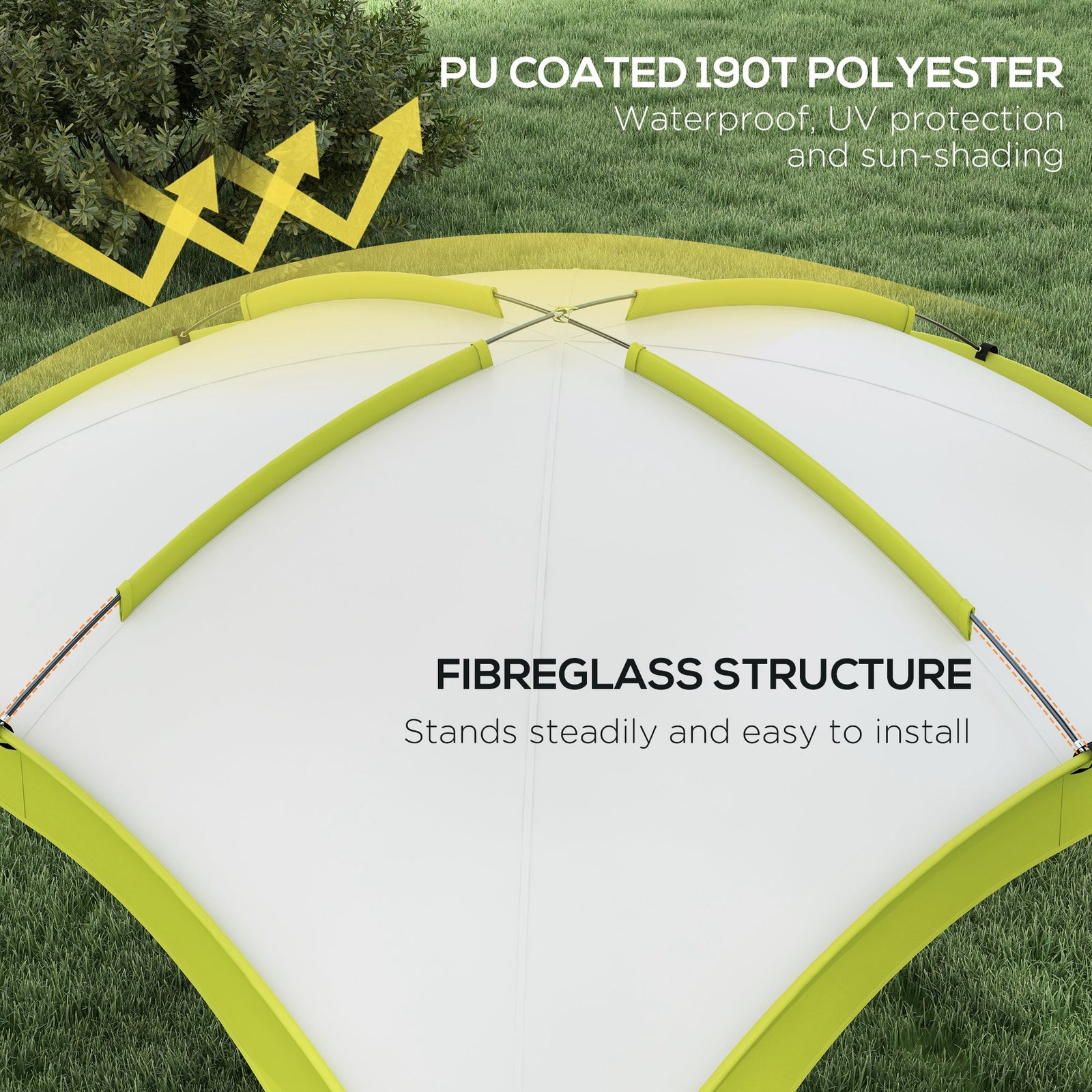 Outsunny 3.5 x 3.5M Camping Gazebo, Outdoor Event Shelter Dome Tent Garden Sun Shelter Patio Spire Arc Pavilion Camp Sun Shade Tent for 6-8 Person, Green