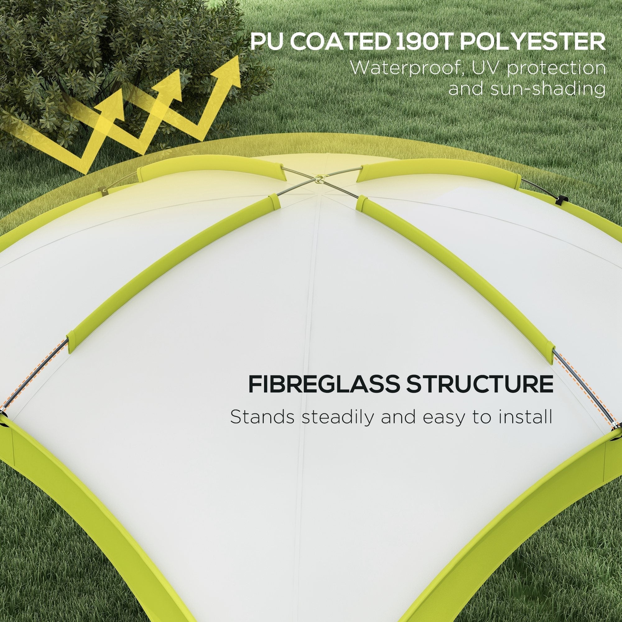 Outsunny 3.5 x 3.5M Camping Gazebo, Outdoor Event Shelter Dome Tent Garden Sun Shelter Patio Spire Arc Pavilion Camp Sun Shade Tent for 6-8 Person, Green