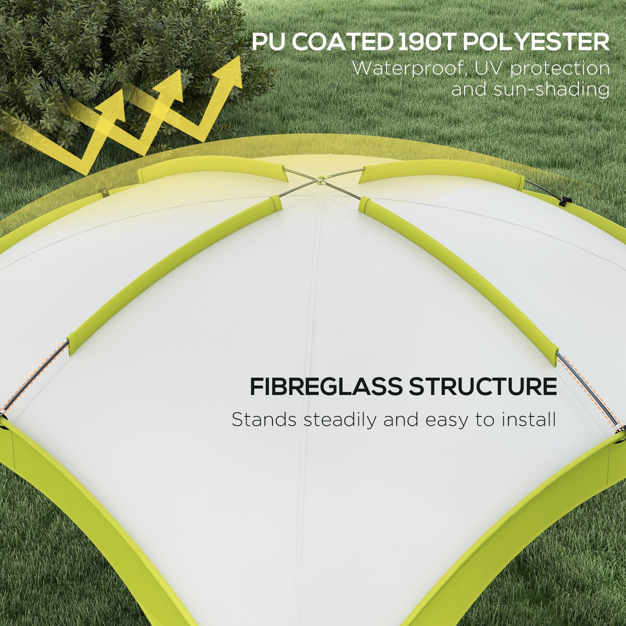 Outsunny 3.5 x 3.5M Camping Gazebo, Outdoor Event Shelter Dome Tent Garden Sun Shelter Patio Spire Arc Pavilion Camp Sun Shade Tent for 6-8 Person, Green