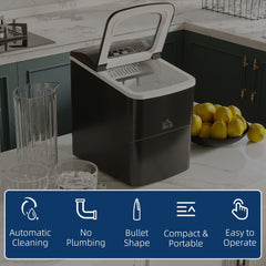 HOMCOM 12kg Countertop Ice Cube Machine, with Scoop - Black