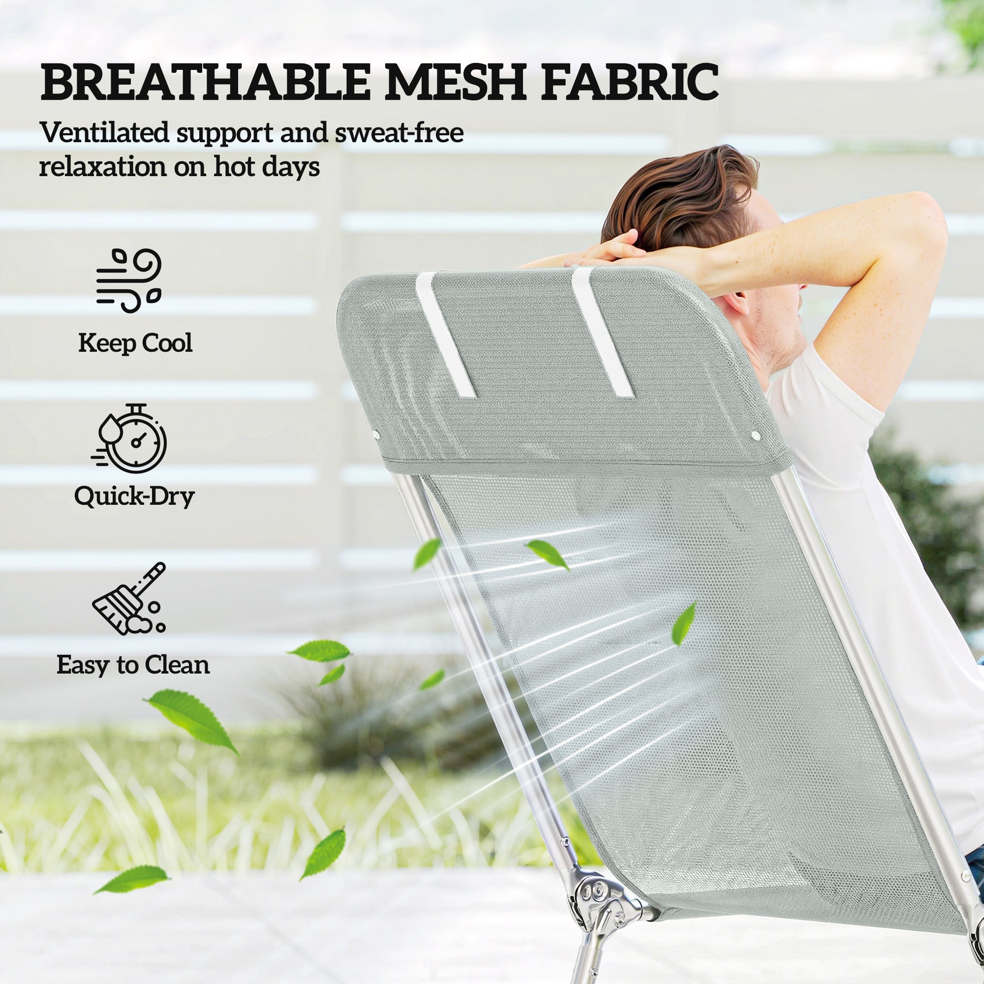 Outsunny Steel Frame Sun Lounger, with Reclining Back - Light Grey