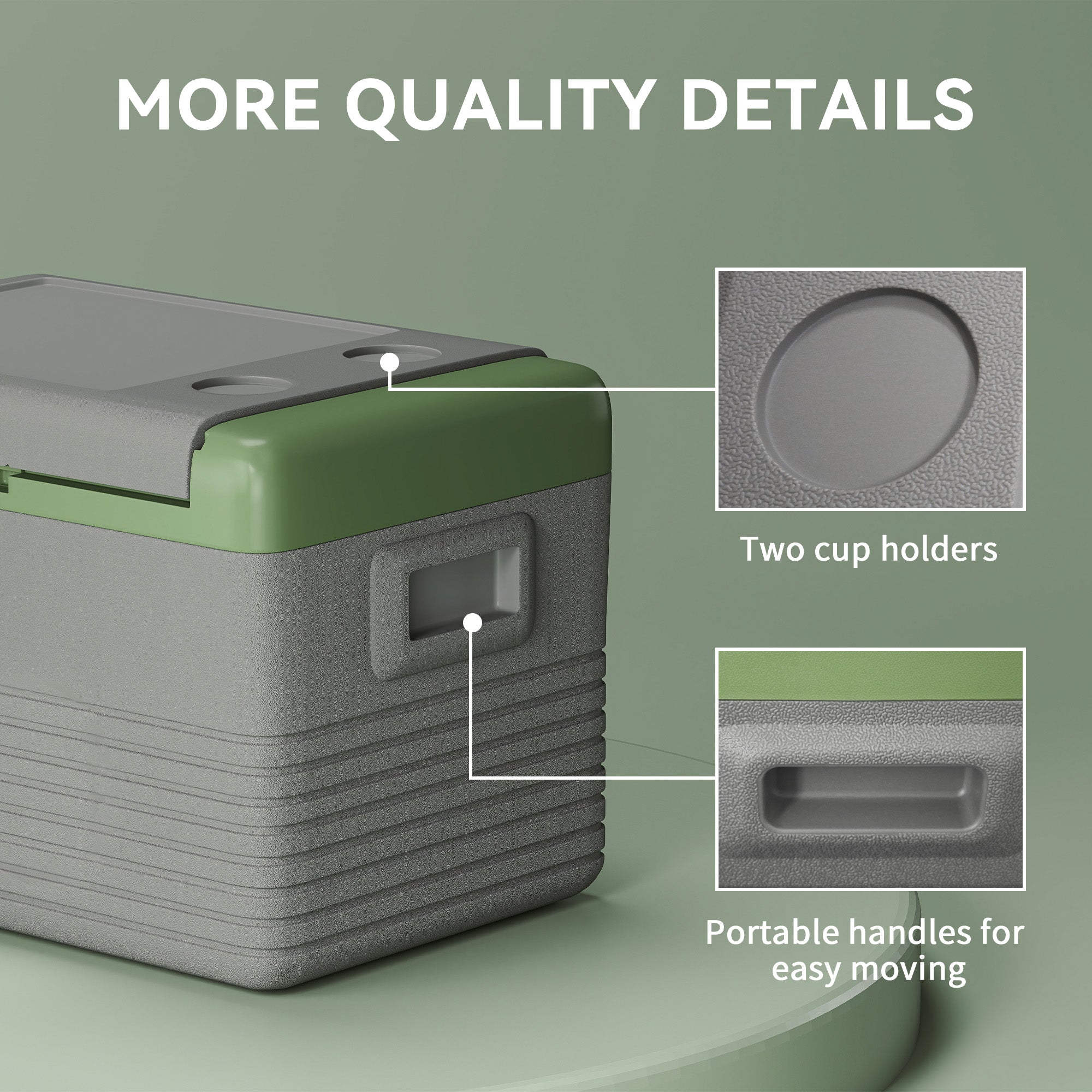 Outsunny 30L Portable Car Refrigerator - Light Green and Grey