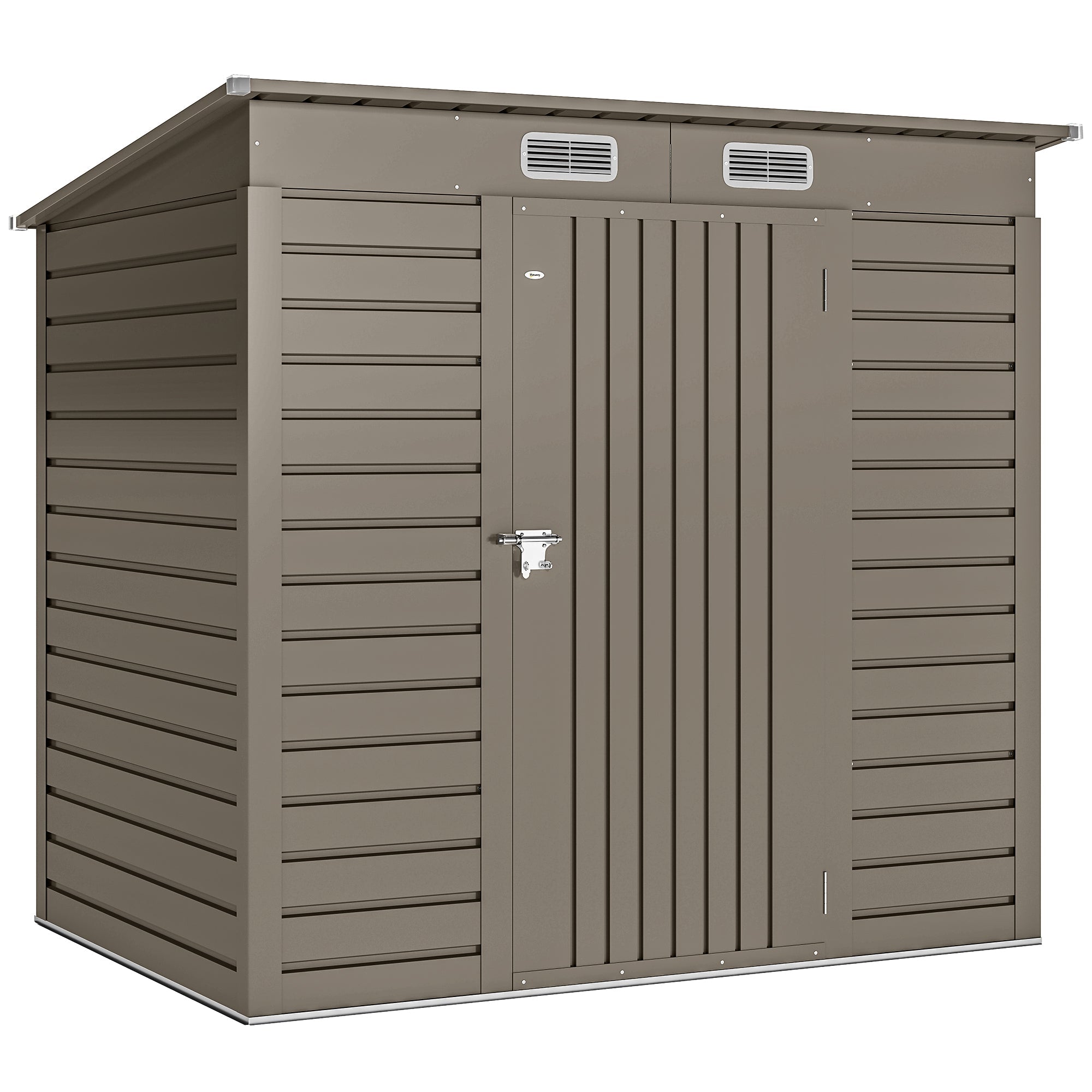 Outsunny 4 x 6ft Galvanised Metal Garden Shed, with Locking Door - Grey