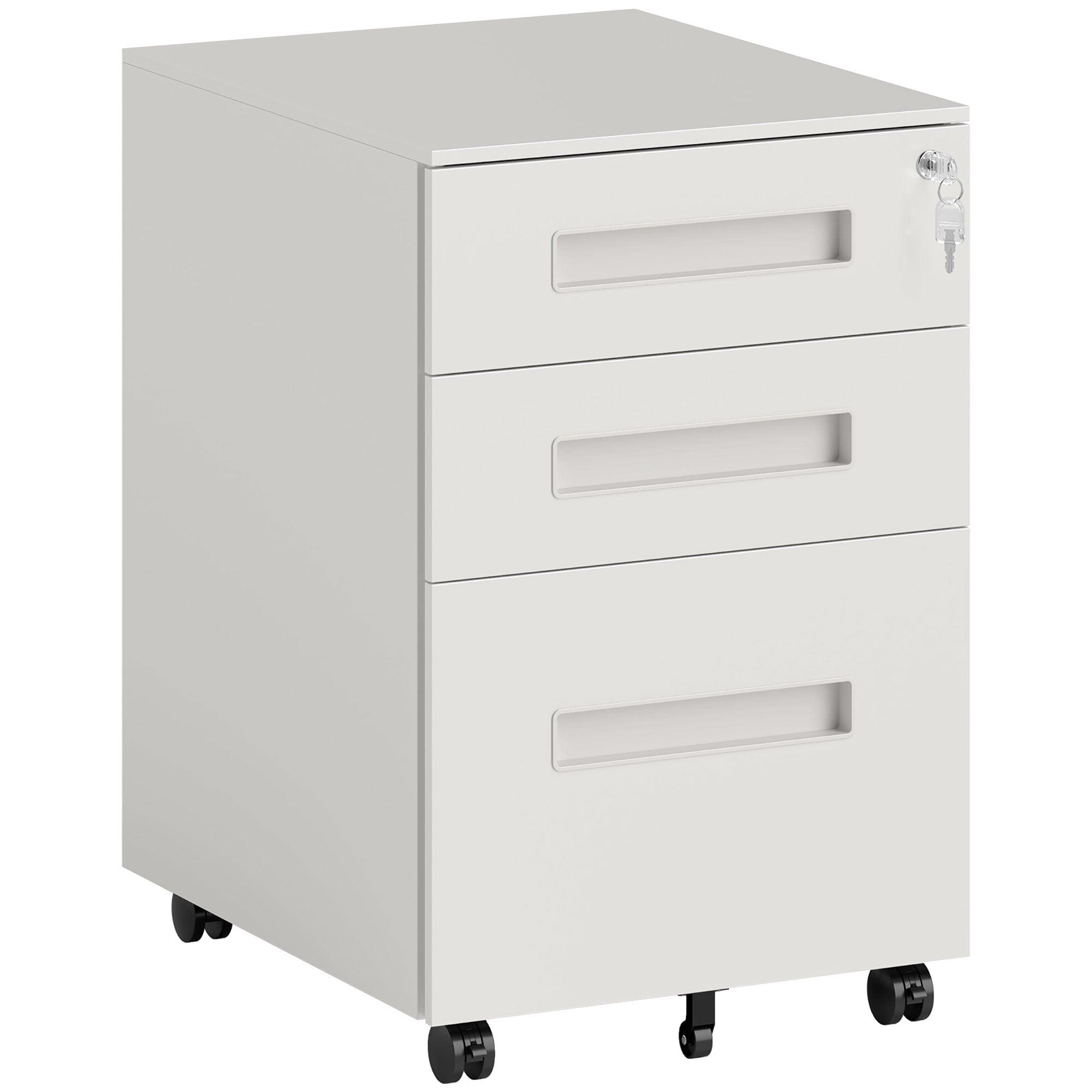 Vinsetto Three-Drawer Steel Filing Cabinet - White
