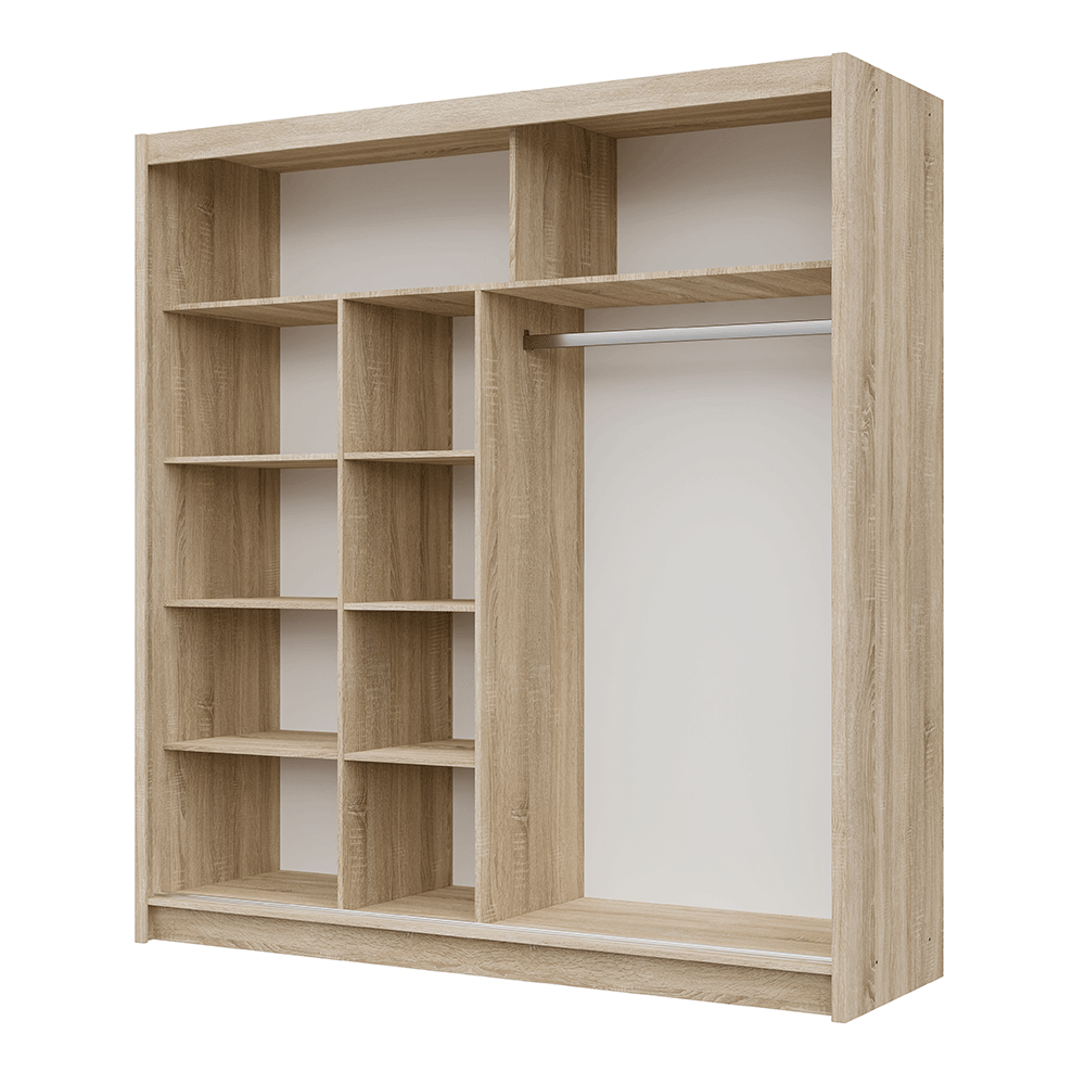 Oak Sonoma Mirrored Sliding Door Wardrobe 203cm – CHESTER 2