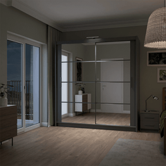 Graphite Mirrored Sliding Door Wardrobe 203cm – NORWICH