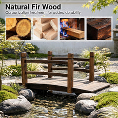 Decorative Outdoor Walkway Bridge with Railings for Farm or Backyard-Brown