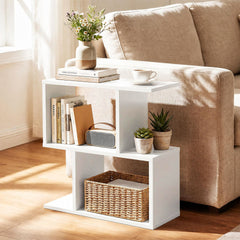 Decorative Storage Shelf Featuring Open Layout and Non-Slip Foot Pads for Entryway Living Room-White