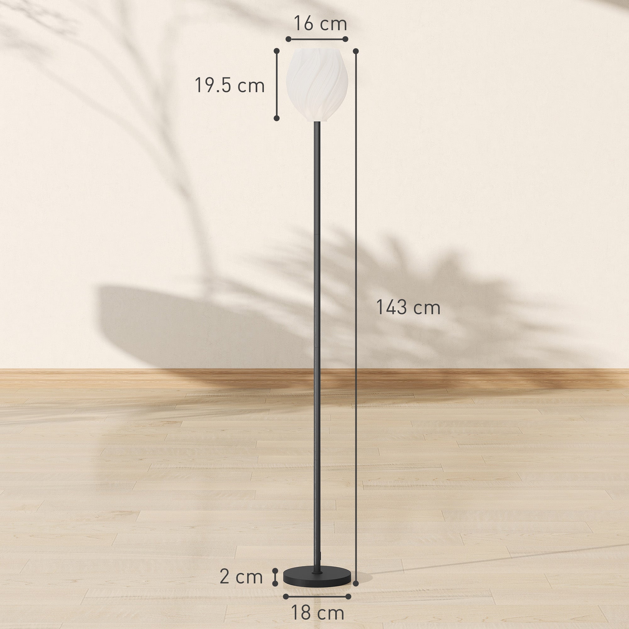 HOMCOM Flower Floor Lamp for Living Room, 3D Printed Modern Standing Lamp with Rose Shade & Foot Switch, Minimalist Tall Pole Lampshade for Bedroom, Office, E27 Holder without Bulb (25W Max), White
