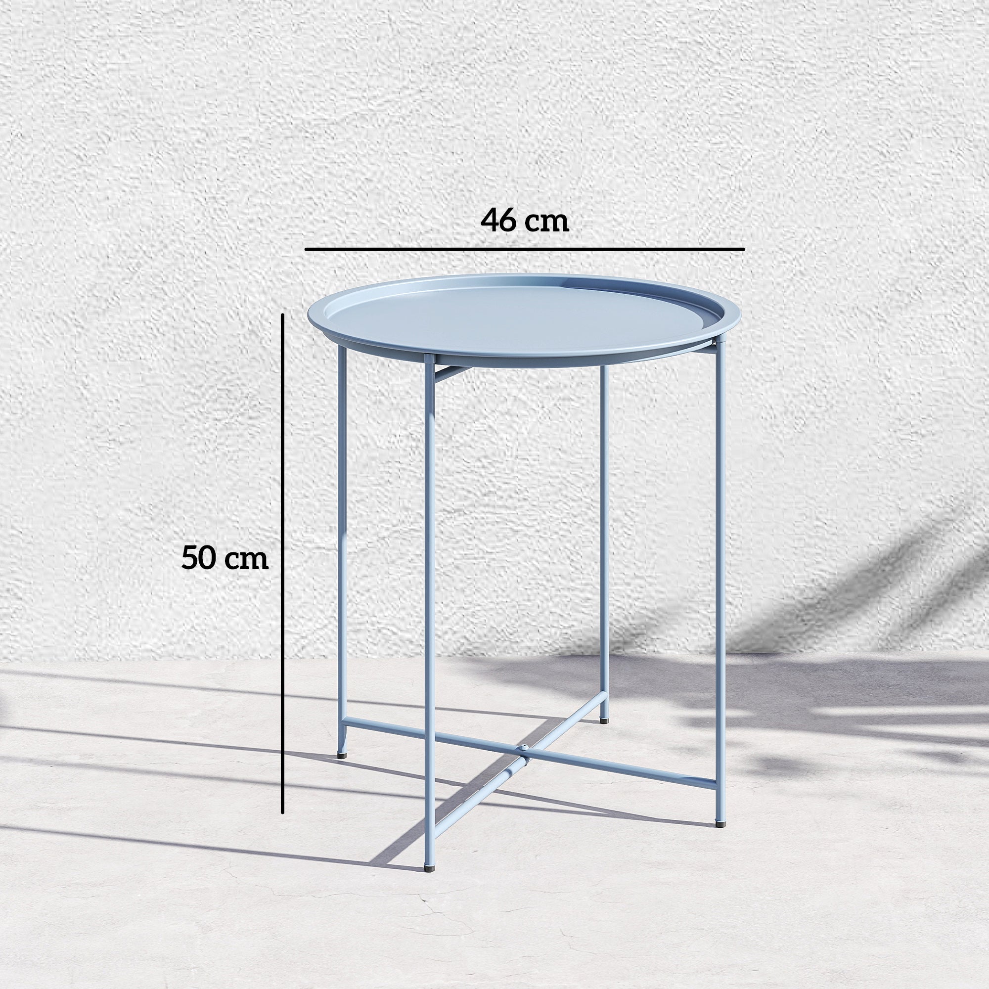 Outsunny Steel Removable Tray Top Garden Table - Blue Grey
