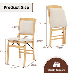 Dining Chair Set of 4 with Padded Seat and Soft Backrest-Beige