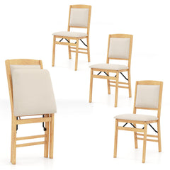 Dining Chair Set of 4 with Padded Seat and Soft Backrest-Beige