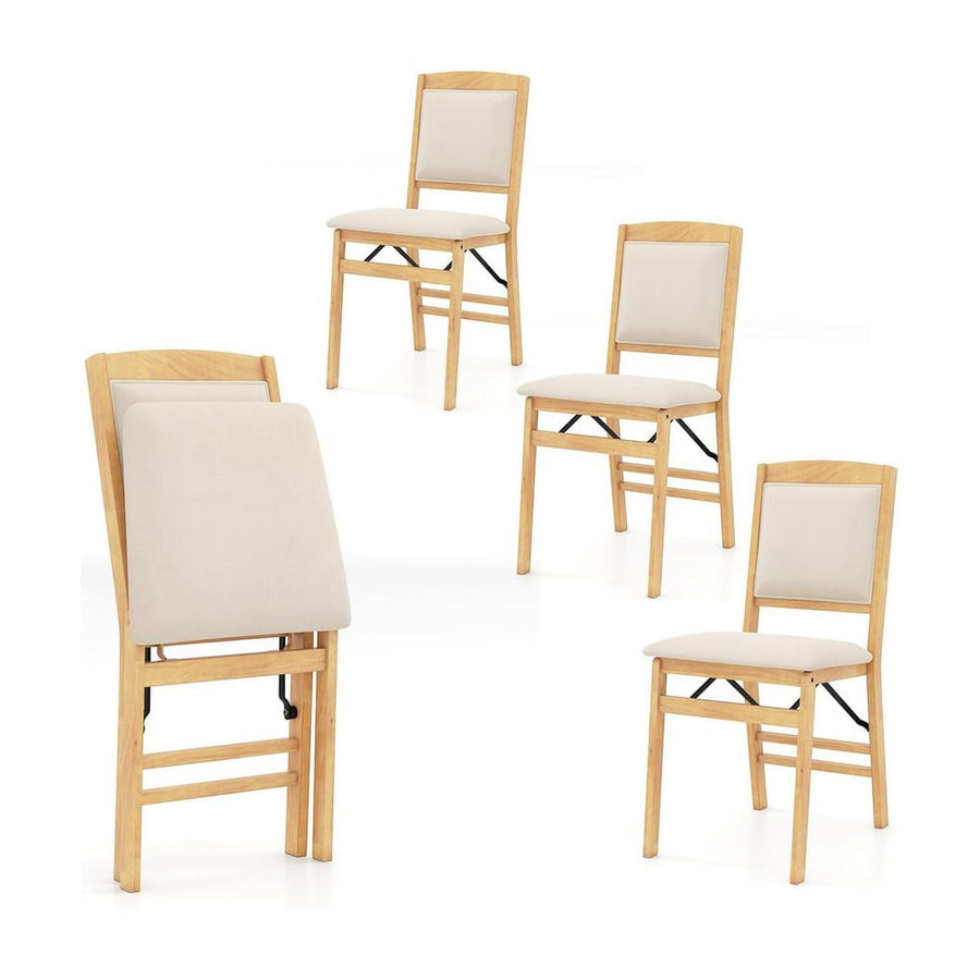 Dining Chair Set of 4 with Padded Seat and Soft Backrest-Beige