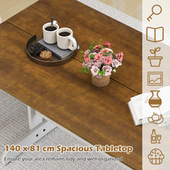 Dining Table for 4-6 People Rectangular Kitchen Table with Solid Wood Trestle Base-Walnut