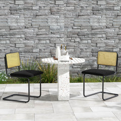 2 Pieces Mid-Century Modern Dining Chair with Cantilever Design-Black