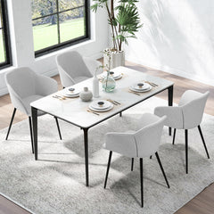Dining Chairs Set of 2 with Ergonomic Backrest Design and Wide Armrest-Off-White