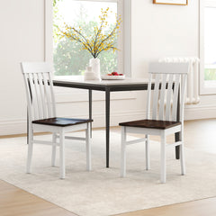 Dining Chairs Set of 2 with Hollowed Backrests and Rubber Wood Seats-Walnut & White