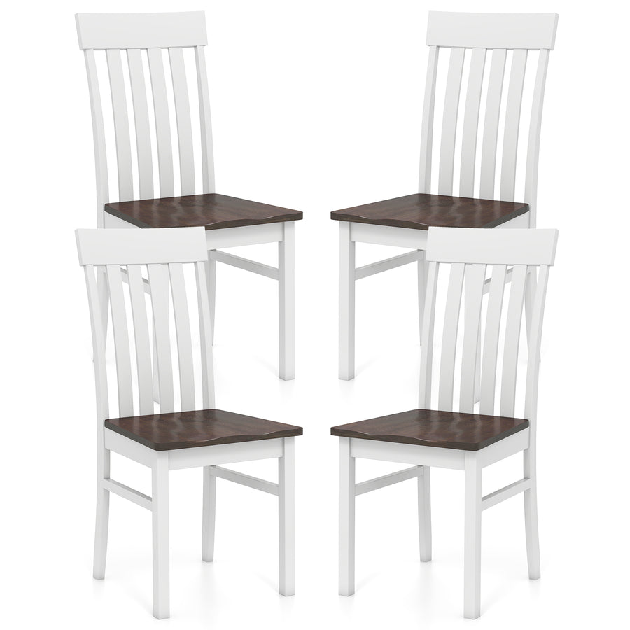 Dining Chairs Set of 2/4 with Hollowed Backrests and Rubber Wood Seats-Walnut-Set of 4