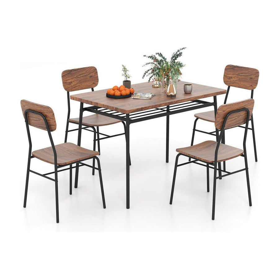 Dining Table Set for 2/4 with Metal Frame and Storage Rack-Coffee-Size 2