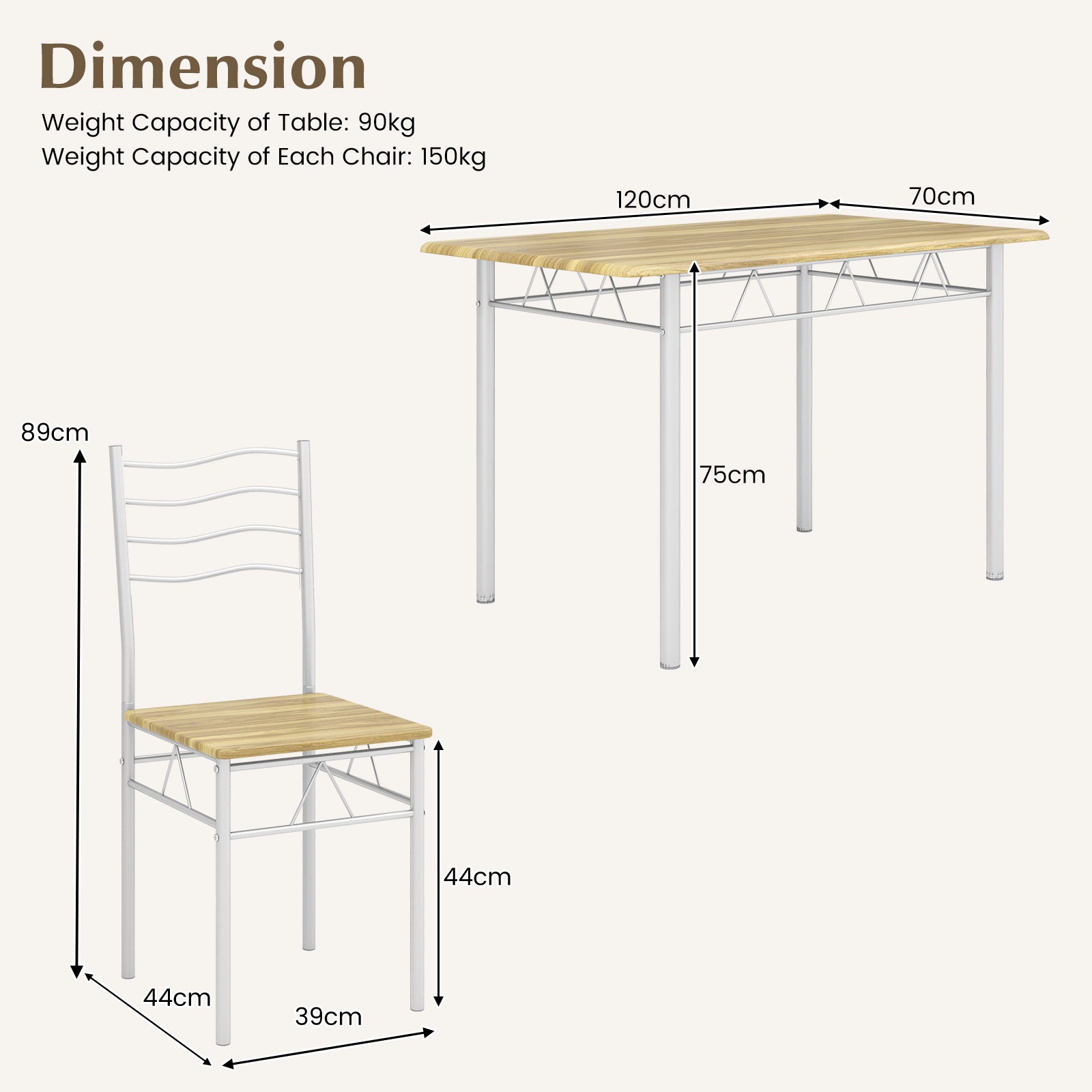 Counter Height Table with Spacious Rectangular Tabletop for Home Restaurant-Wood