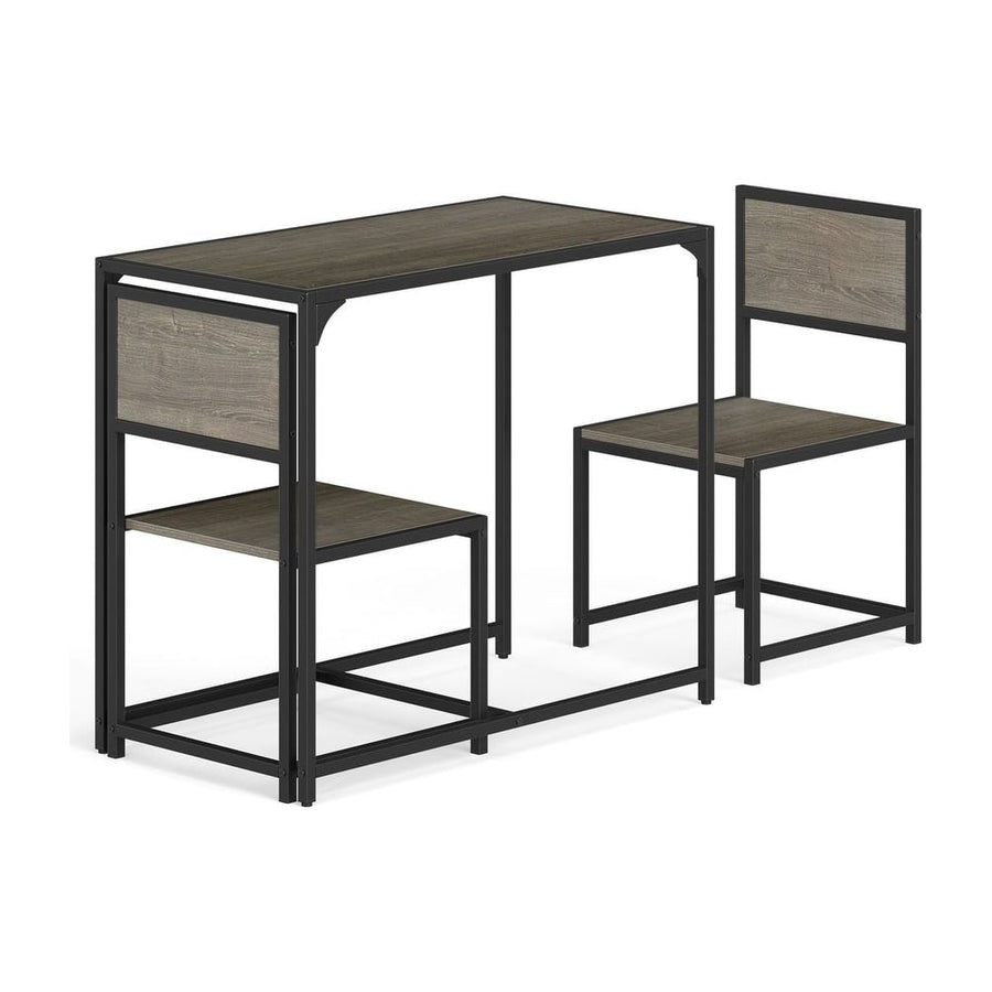 3 Piece Dining Table Set with Metal Frame and Low Back-Grey