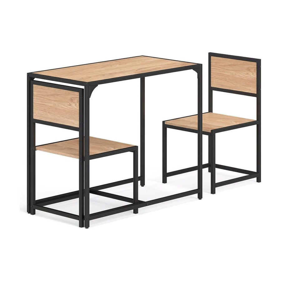 3 Piece Dining Table Set with Metal Frame and Low Back-Natural