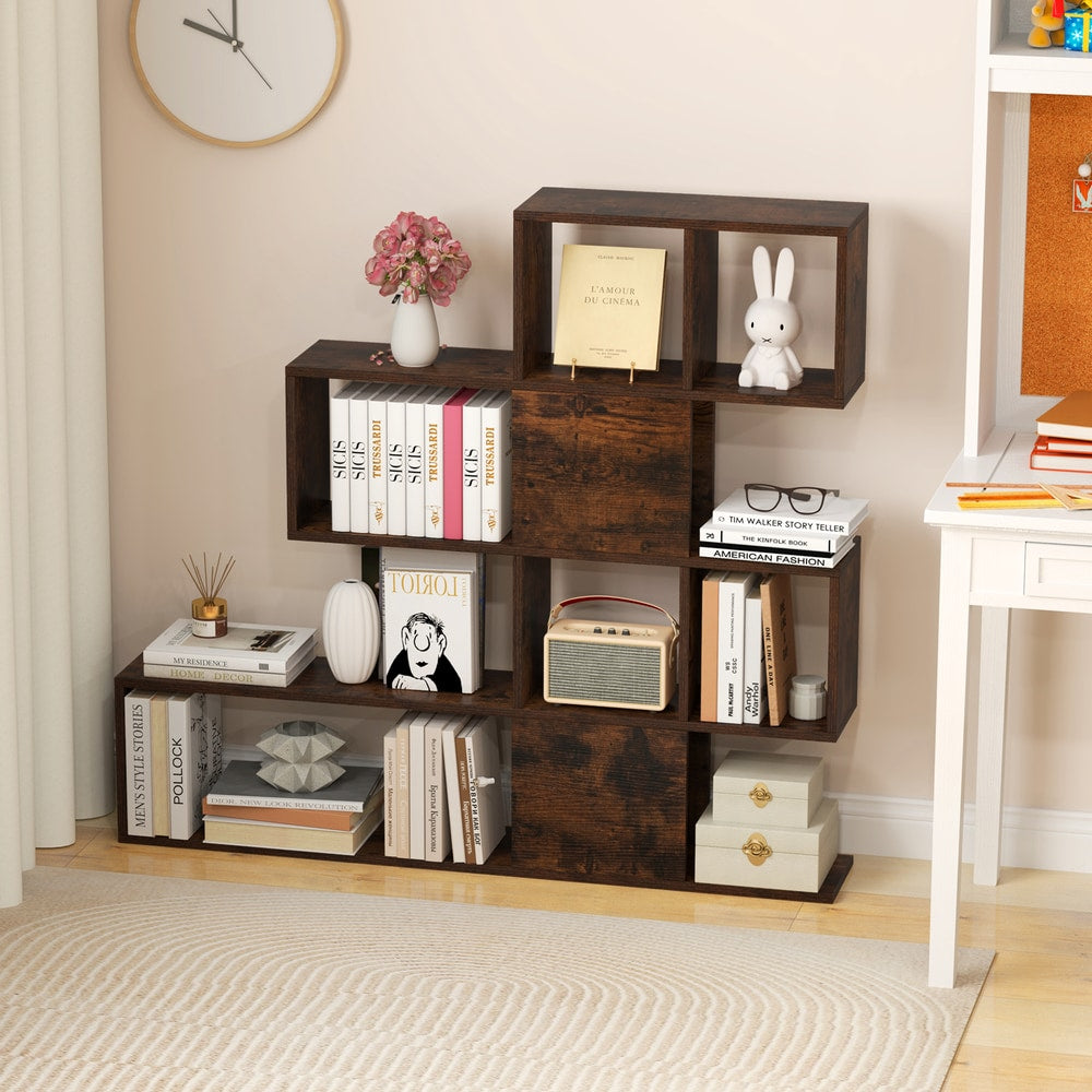 5-Tier Display and Storage Bookshelf in Rustic Brown