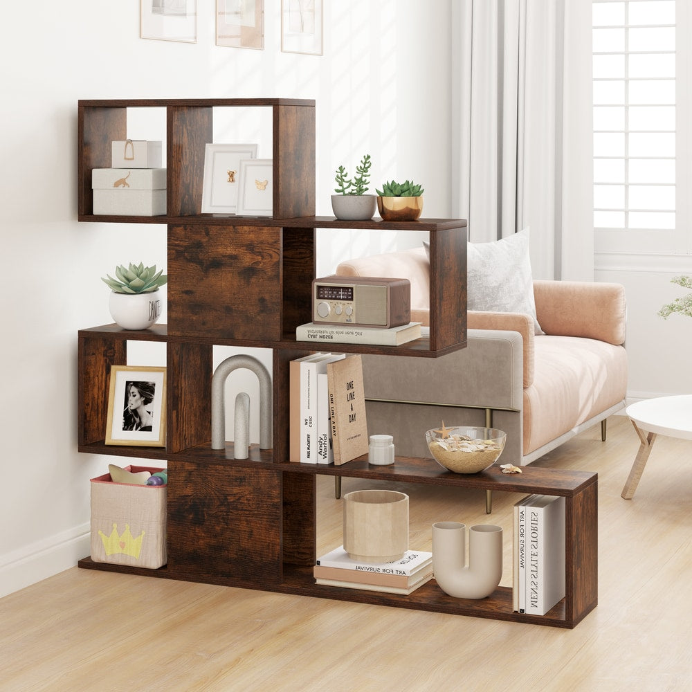 5-Tier Display and Storage Bookshelf in Rustic Brown
