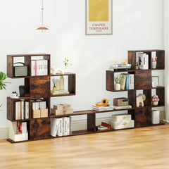 5-Tier Display and Storage Bookshelf in Rustic Brown