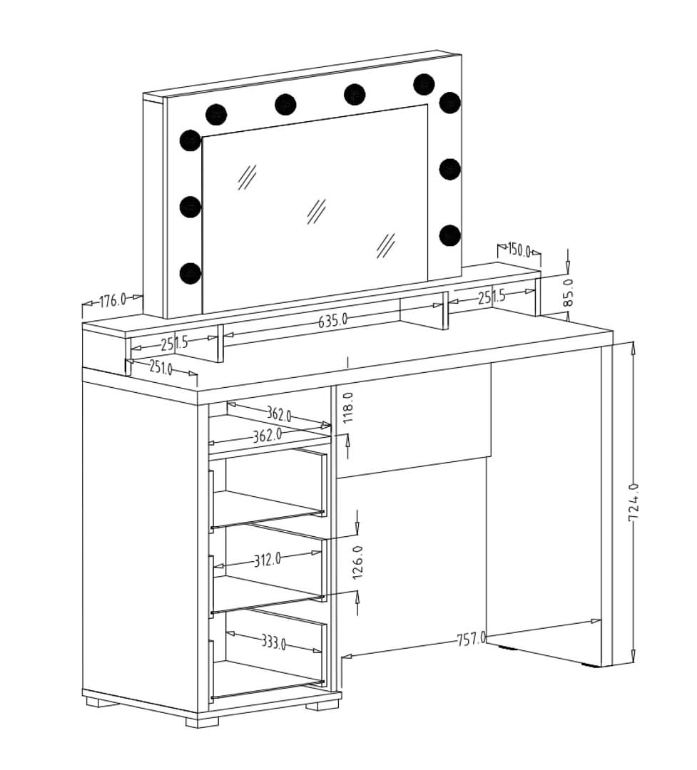 Diva 49 Dressing Table 120cm