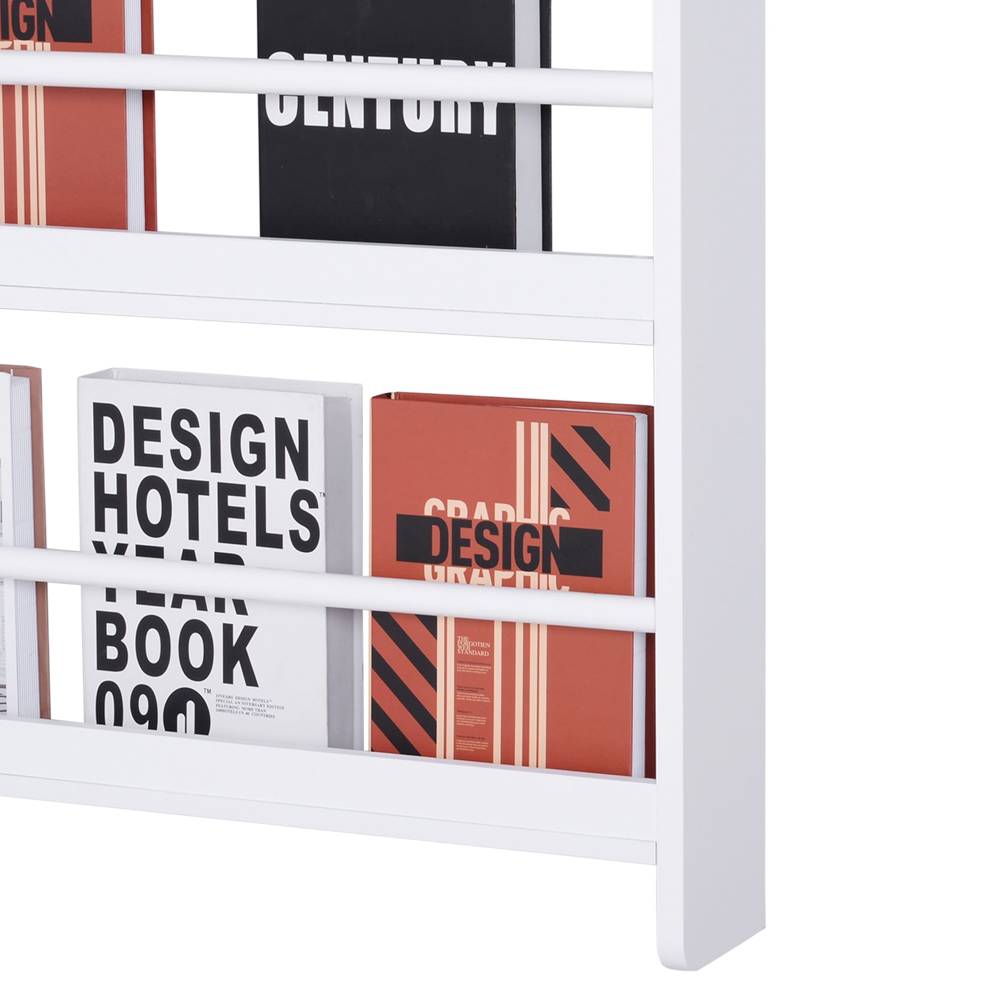 HOMCOM Bookcase, 4 Tier Wall Mounted Bookshelf, 15cm Depth Storage Shelving Rack for Bedroom Nursery Office Home, Accessories Supplies, White