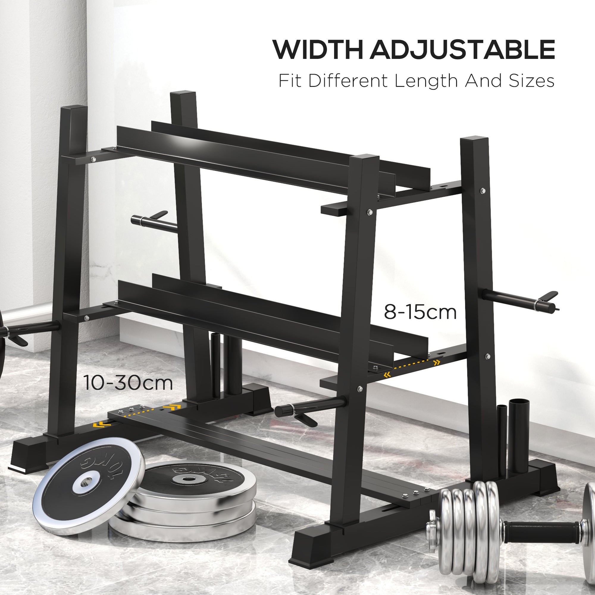 SPORTNOW 3-Tier Dumbbell Rack, Versatile Weight Rack with 4 Weight Rods for Dumbbells, Kettlebells and Plates (Rack Only)