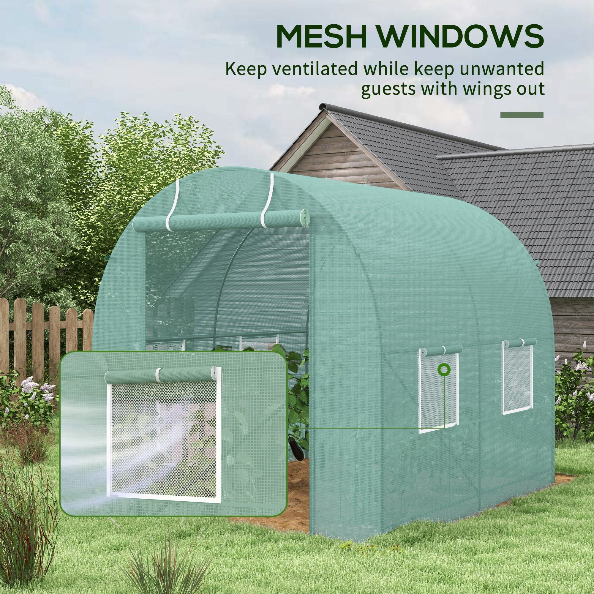 Outsunny 245 x 200cm Polytunnel Greenhouse - Green