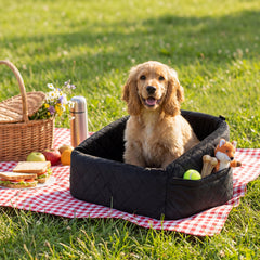 Dog Car Seat for Small Medium Pets with Safety Straps and Side Storage Pockets-Black