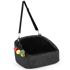 Dog Car Seat for Small Medium Pets with Safety Straps and Side Storage Pockets-Black