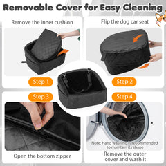 Dog Car Seat for Small Medium Pets with Safety Straps and Side Storage Pockets-Black