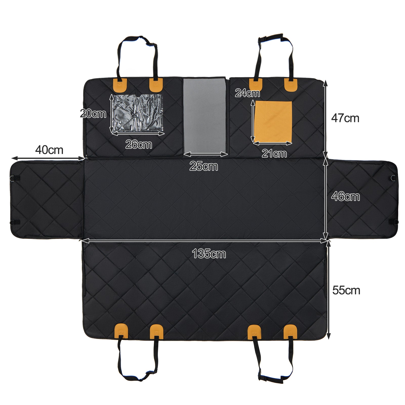 Waterproof Dog Car Seat Cover for Back Seat with Mesh Windows-Black