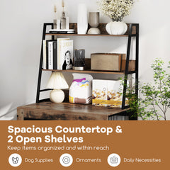 Dog Crate Furniture with 3 Lockable Doors and Flip-up Top-Coffee