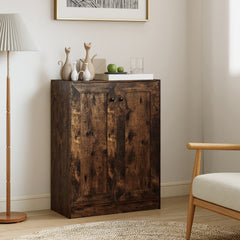 Double Door Storage Cabinet Wooden Sideboard Freestanding Kitchen Cupboard with Doors-Rustic Brown