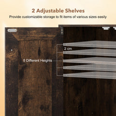 Double Door Storage Cabinet Wooden Sideboard Freestanding Kitchen Cupboard with Doors-Rustic Brown